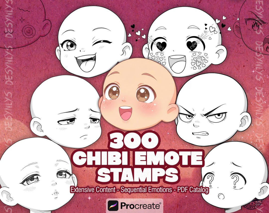 300 Chibi Emote Stamps for Procreate - Anime Expressions Pack - Etsy