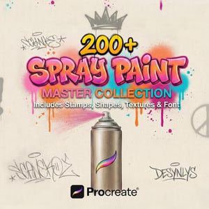 200+ Spray Paint Brushes for Procreate | Graffiti, Drips, Splatter & Street Art Brush Set