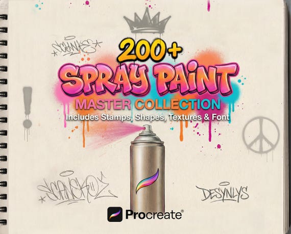 200+ Spray Paint Brushes for Procreate | Graffiti, Drips, Splatter & Street Art Brush Set