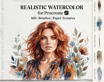 160+ Realistic Watercolor Brushes for Procreate | Texture Brushes, Stamps & Washes | Digital Art Toolkit
