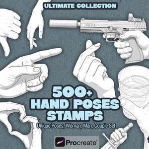500+ Hand Pose Stamps for Procreate | Male Female & Couple Hands | Anatomy Drawing Brushes