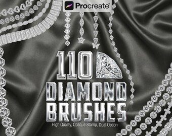 110 Diamantbürsten für Procreate - Realistisches Schmuck- & Kettenstempel Set