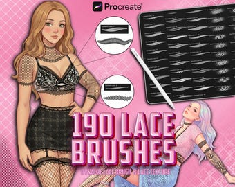 190 Procreate Lace Brushes - Dynamisches & nahtloses Spitzenpinselset