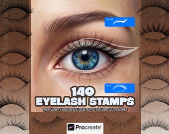 140 Wimpern Stempel für Procreate, Lash & Eyeliner Brushes, Augen Make Up Stempel Set