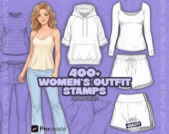 400+ Women Outfit Stamps for Procreate | Female Clothing Brush Set | Fashion Illustration, Outfit Builder