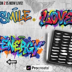 200+ Spray Paint Brushes for Procreate | Graffiti, Drips, Splatter & Street Art Brush Set image 2