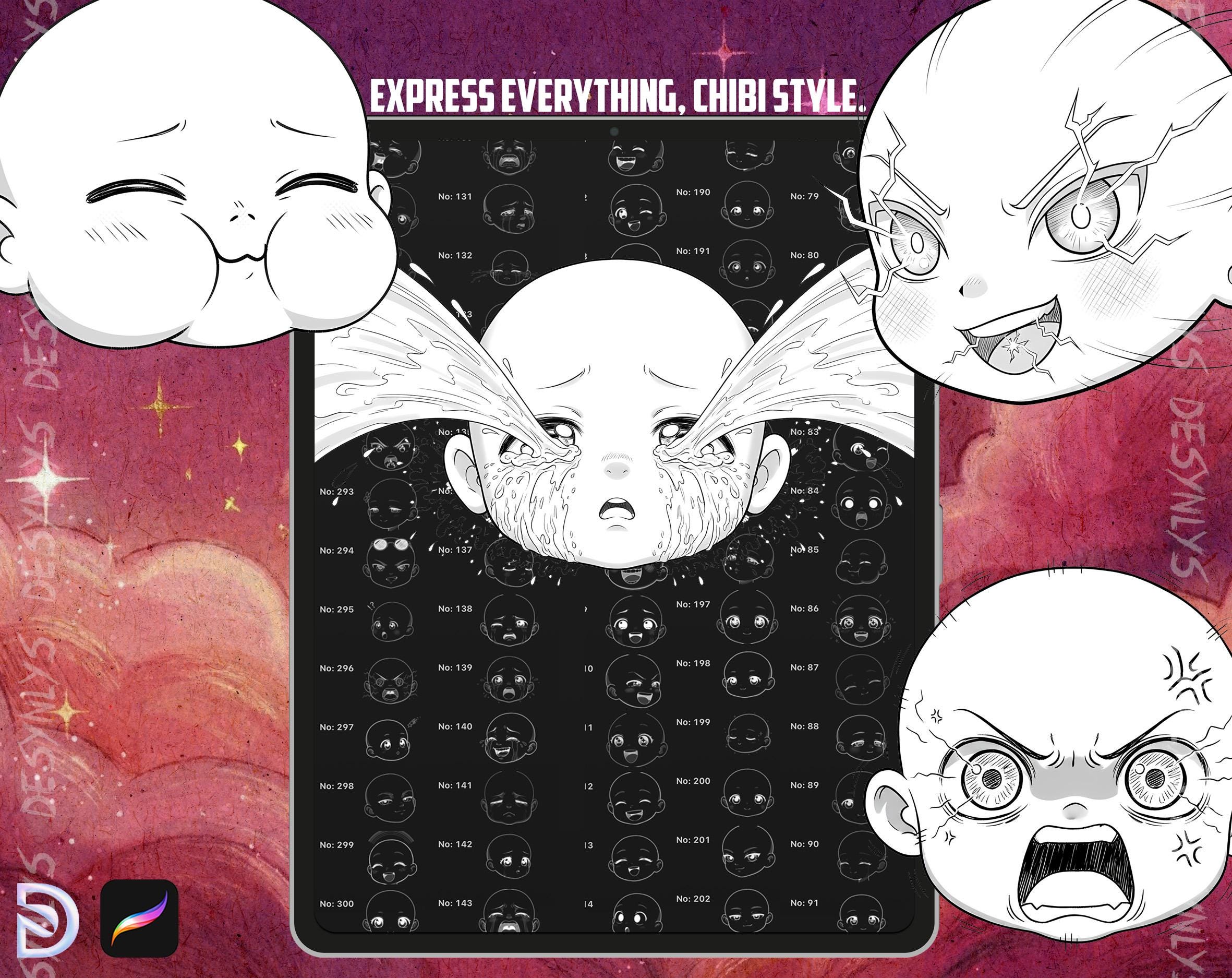 300 Chibi Emote Stamps for Procreate - Anime Expressions Pack - Etsy