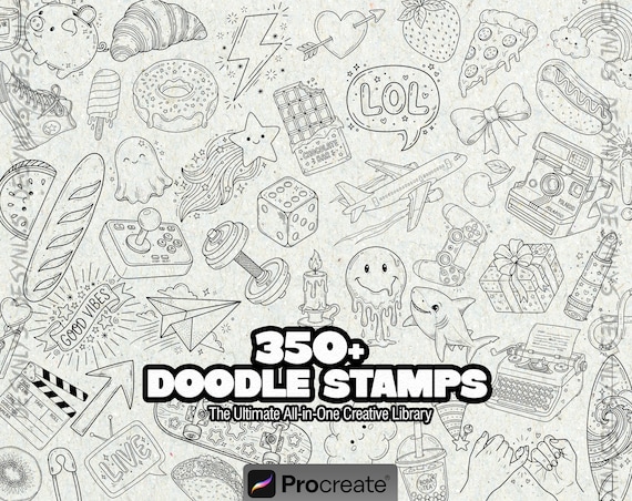 350+ Procreate Doodle Stamps, Random Flash Tattoo Designs, Digital Stencils, Procreate Brushes for iPad