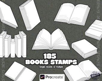 185 Procreate Buch Stempel | Bücherregal, Offene Bücher & Stapel