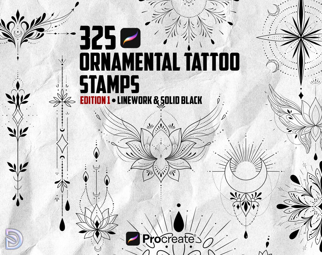 325 Ornamental Tattoo Stamps for Procreate - Mandala, Lotus, and More ...