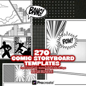 270 Comic Storyboard Templates for Procreate Bundle | Manga Panels & Speech Bubbles