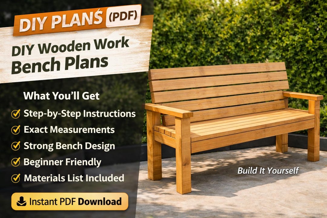 Wooden Bench Plans With Backrest, Modern Outdoor Garden Seating (PDF ...