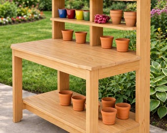 Wooden Potting Bench Plans | Outdoor Garden Table Workbench (PDF)