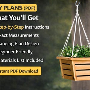 DIY Hanging Planter Plans | Beginner Woodworking, Slatted Design (PDF)