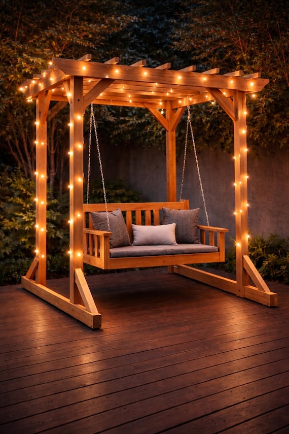 Pergola Swing Plans | DIY Wooden Garden Bench Outdoor Furniture (PDF)