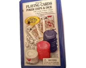 Juego de póker Cardinal Deluxe con 100 fichas, baraja Bicycle Jumbo Index y 5 dados.