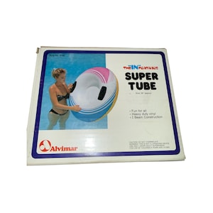 Vintage Alvimar The Inflatables Super Tube 39 Inch Pool Float Striped