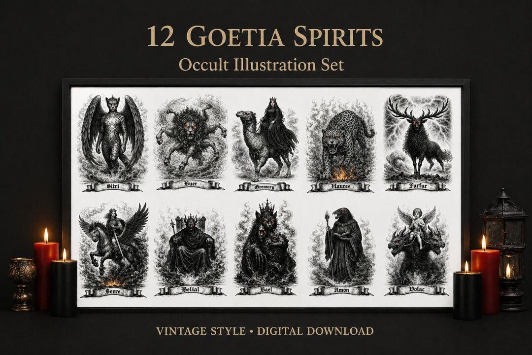 12 Goetia Spirits Art – Occult Demon Illustration Set | Digital ...