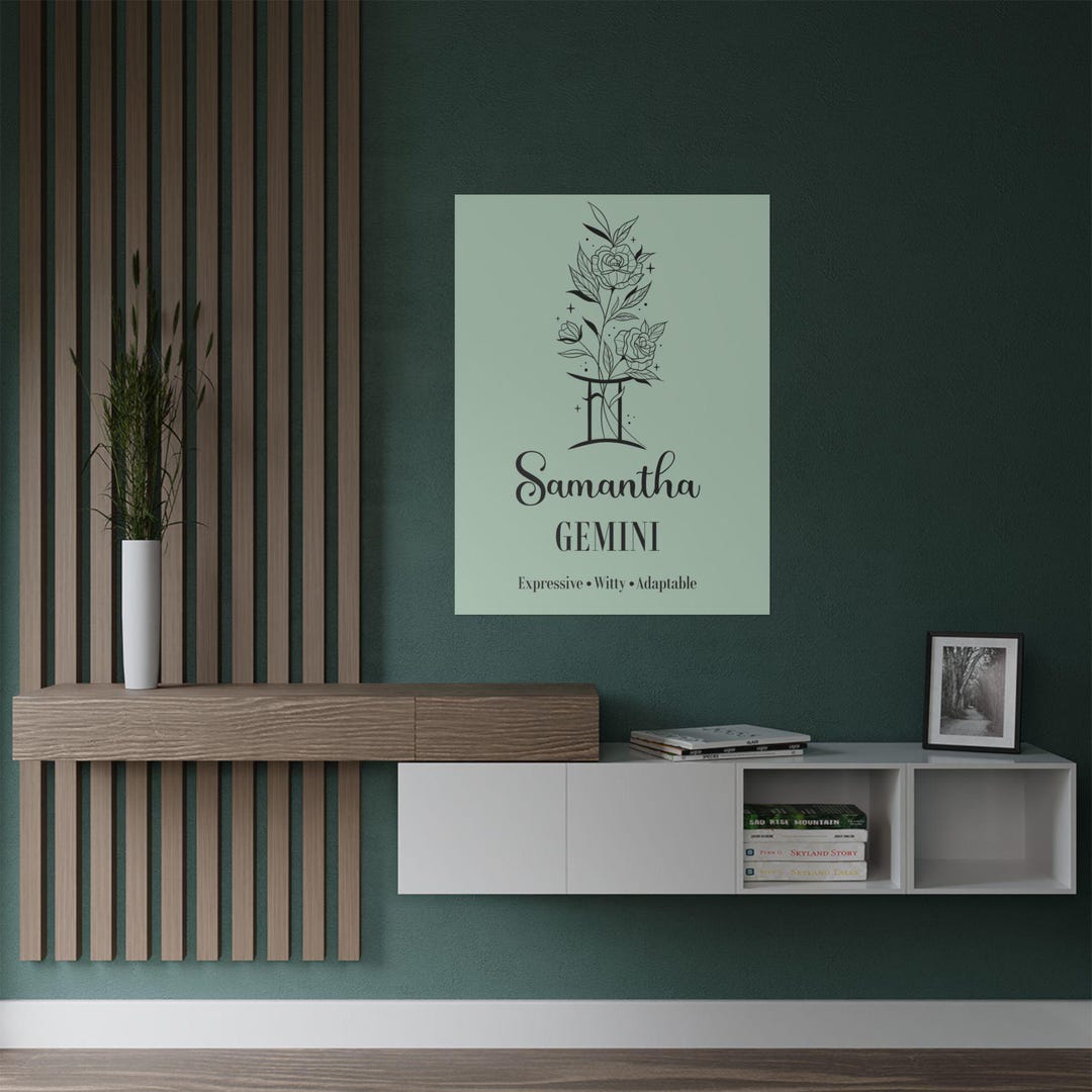 Personalized Gemini Zodiac Poster - Floral Constellation Wall Art ...