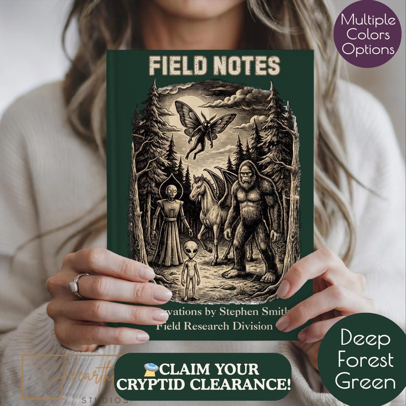 Cryptid Robots Personalized Cryptid Field Notes Journal, Bigfoot Mothman Alien ...