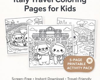 Kid-Friendly Italy Printable Activity Pack | Screen-Free Coloring Pages for Kids