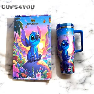 Stitch Stanley Cup 40z Tumbler with Custom Key Chain , Gift for her, Limited Edition Tumbler, Portable car Mug