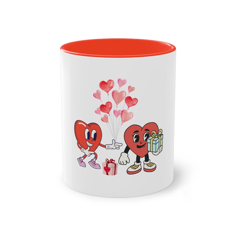 Romantic Mug – Happy Hearts – Original Romantic Gift for Couples – Illustrated Love Mug image 1