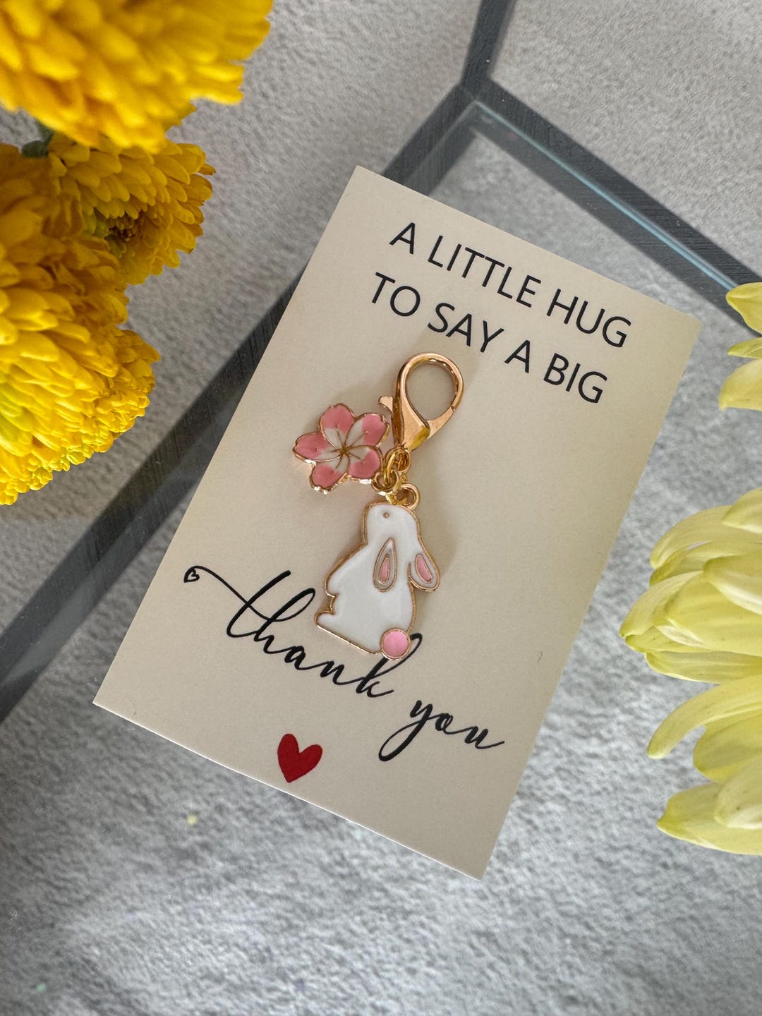 Pocket Hug Bunny Keychain, Thank You Gift, Emotional Support Keyring - Etsy