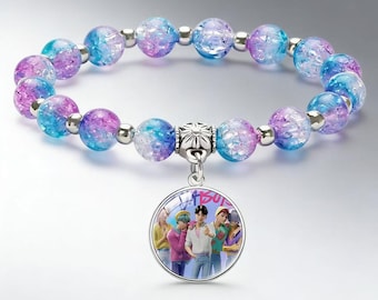 New Design KPOP Witch-Hunter Girl Group Beaded Bracelet | Crackle Ice Texture & Gemstone Inlaid Bangle | BFF Matchi,Gift For Her