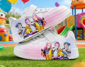 K-POP Demon Hunters Kids Sneakers, Anime Cartoon Strap Shoes, Gift for K-Pop Fans, Breathable Casual Sneakers for Girls