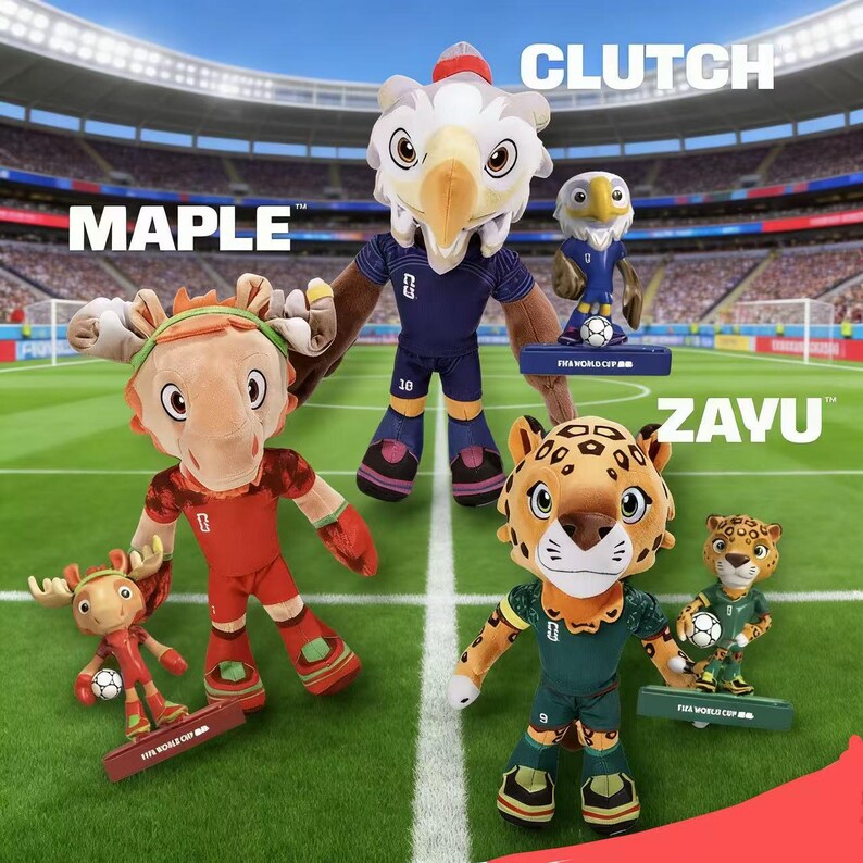 2026 FIFA World Cup Mascot Plush Set, 3pcs Maple Clutch Zayu Stuffed ...