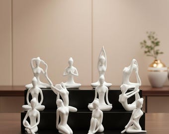 Abstract Yoga Figurine, Ceramic Meditation Statue for Minimalist Zen Decor