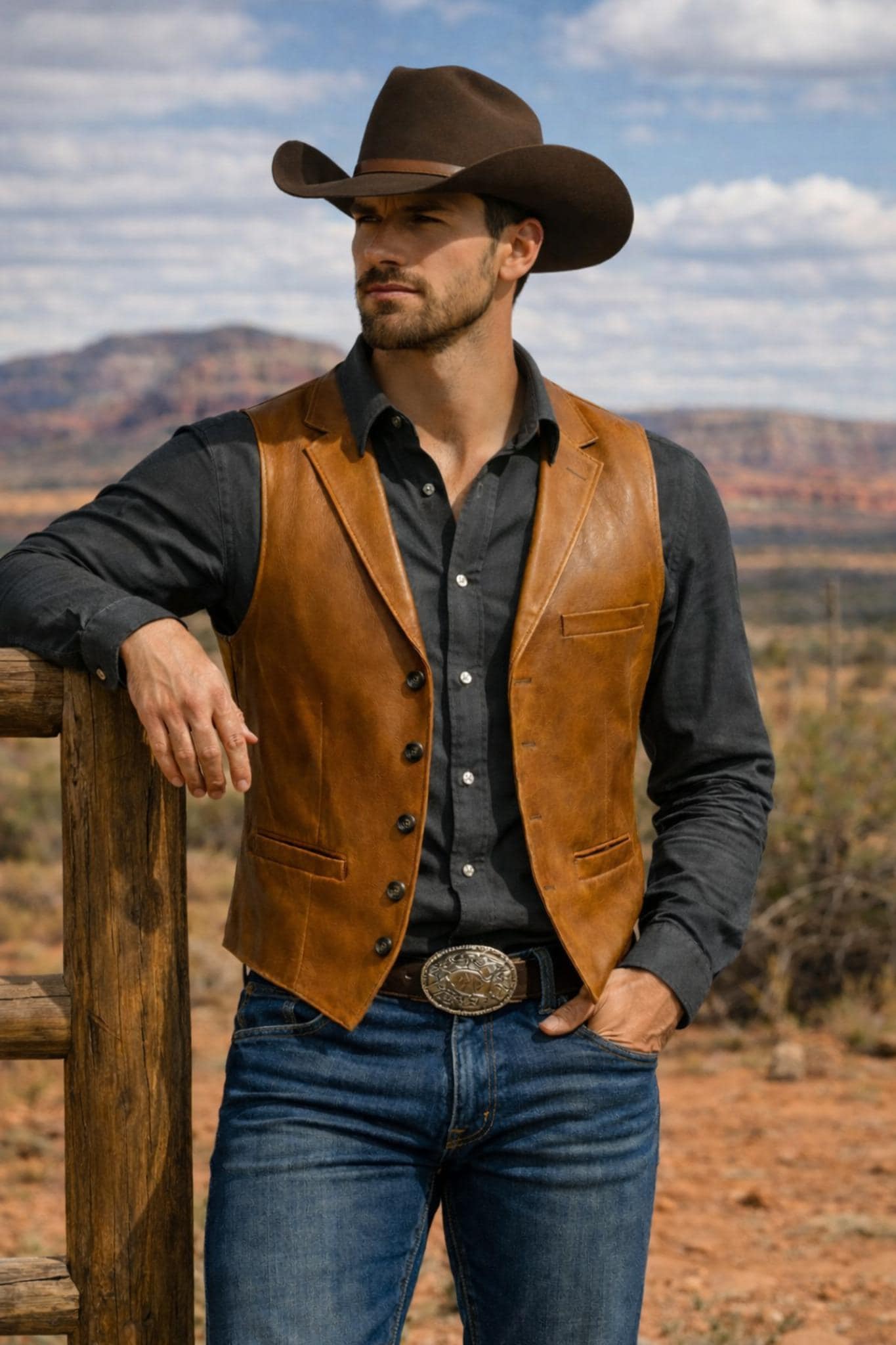 Tan Leather Vest - Etsy Canada