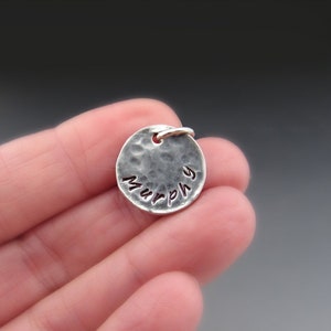 Personalized Sterling Silver Round Name Charm Hand Stamped - Etsy