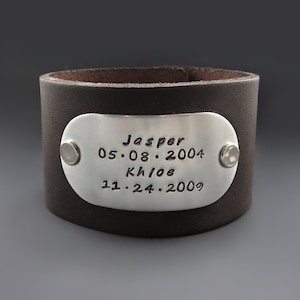 1.5 inch Wide Personalized Leather Bracelet, Hand Stamped Custom Cuff, Gifts for Teens Graduation, Gifts for Mom / Dad, Personalized Jewelry image 1