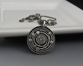 Solar System Necklace |  Sterling Silver Planet & Stars Charm |  Galaxy Outer Space Pendant | Astronomy Necklace