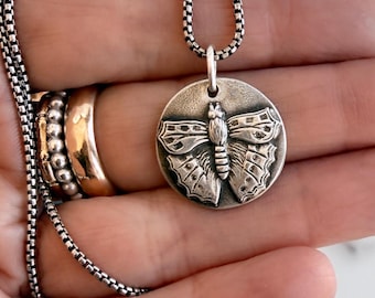 Sterling Silver Butterfly Necklace | Nature Inspired Jewelry  | Handmade Charm |  Inspirational Pendant | Solid .925 Sterling