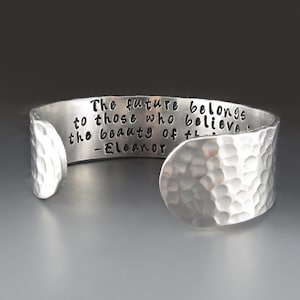 3/4 inch wide Personalized Silver Cuff for Men | Engraved ALUMINUM Bracelet | Handmade Jewelry | Boyfriend, Graduation, Anniversary Gift