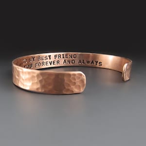 Personalized 7 YEAR Anniversary Gift | Custom Thin Copper Cuff Bracelet with your text |  3/8 inch wide |  Jewelry Gifts for Her/Him