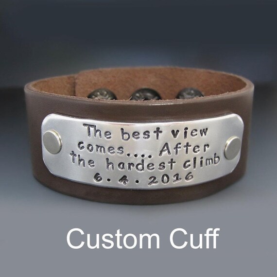 Men's Personalized Custom Leather Cuff Bracelet / Hand Etsy