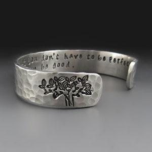 Personalized Silver Tree of Life ALUMINUM Bracelet | Handcrafted Nature Inspired Cuff | Custom Handmade Jewelry | Gifts for Her