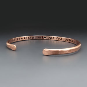 Men's / Women's Personalized Copper Bracelet, Hammered Cuff,  Custom 7 year Anniversary Gifts , Hand Stamped Boyfriend Cuff