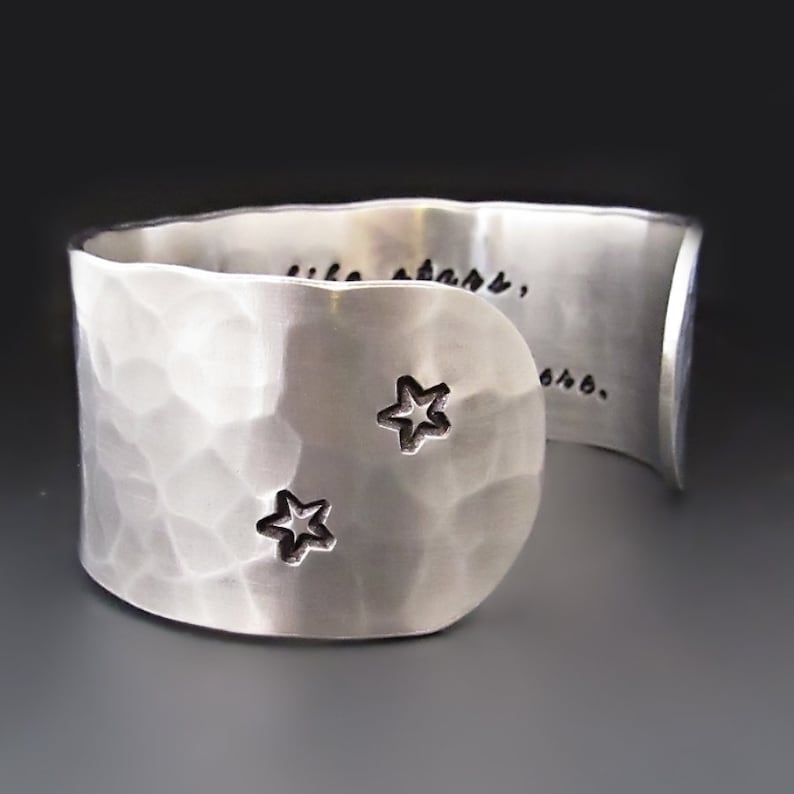 Silver Good Friends Are Like Stars Bracelet Hand Stamped Cuff Gifts for BFF Gifts for Her Best Friends Bracelet Gifts for Teens
