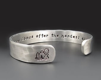 Personalized Silver 3/8 inch wide Bracelet, Thin Custom Aluminum Cuff,  Hand Stamped, Graduation Gifts for Her, Gifts for Mom,