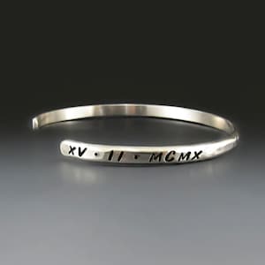 Men&#39;s Personalized STERLING SILVER Cuff Bracelet,  Hand Stamped, Your Words, Boyfriend gifts. Anniversary Gifts , Graduation Gifts