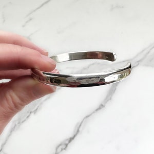 Thick Heavy Weight STERLING SILVER Cuff Bracelet | Wide Hammered Heavy 2 Gauge Cuff |  Custom Gifts for Boyfriend, Husband | Anniversary