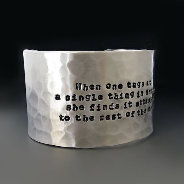 Personalized 1.5 inch Wide Silver Aluminum Bracelet |  LOTS OF TEXT | Custom Hammered Cuff | Personalized Jewelry Anniversary Gifts for Her