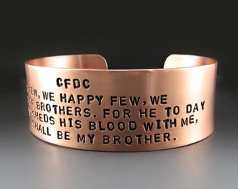 Men's 1-inch wide Personalized COPPER KIA Bracelet | End Of Watch - Memorial Fallen Soldier Cuff  | Handmade In USA