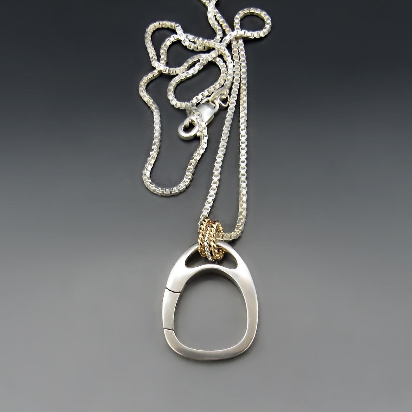 Sterling Silver Teardrop Charm Holder Necklace | Large