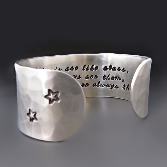 Silver Good Friends Are Like Stars Bracelet Hand Stamped Cuff Gifts for BFF Gifts for Her Best Friends Bracelet Gifts for Teens